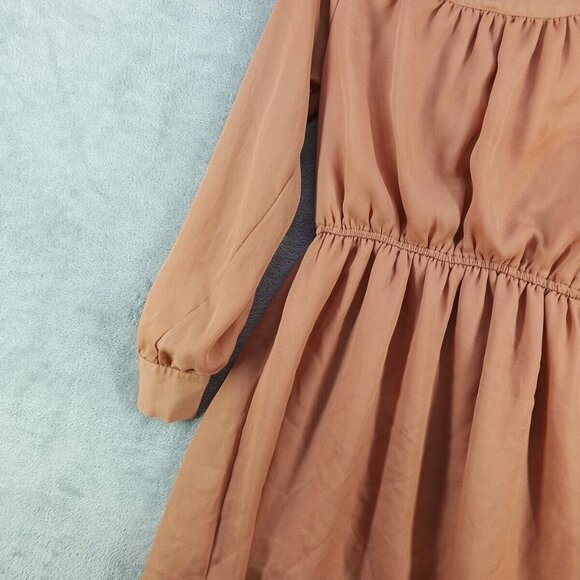 LOVELY GIRL Dress MEDIUM (8-10) Women Pullover Burnt Orange Tie Lightweight - Picture 11 of 13